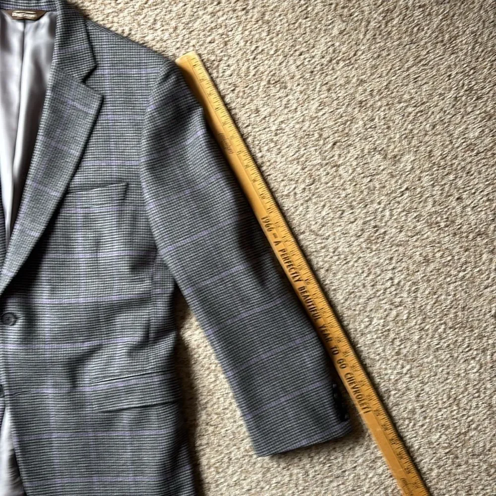 Paul Stuart Men’s Gray Lavender Houndstooth Windowpane Check Sportcoat 42 L